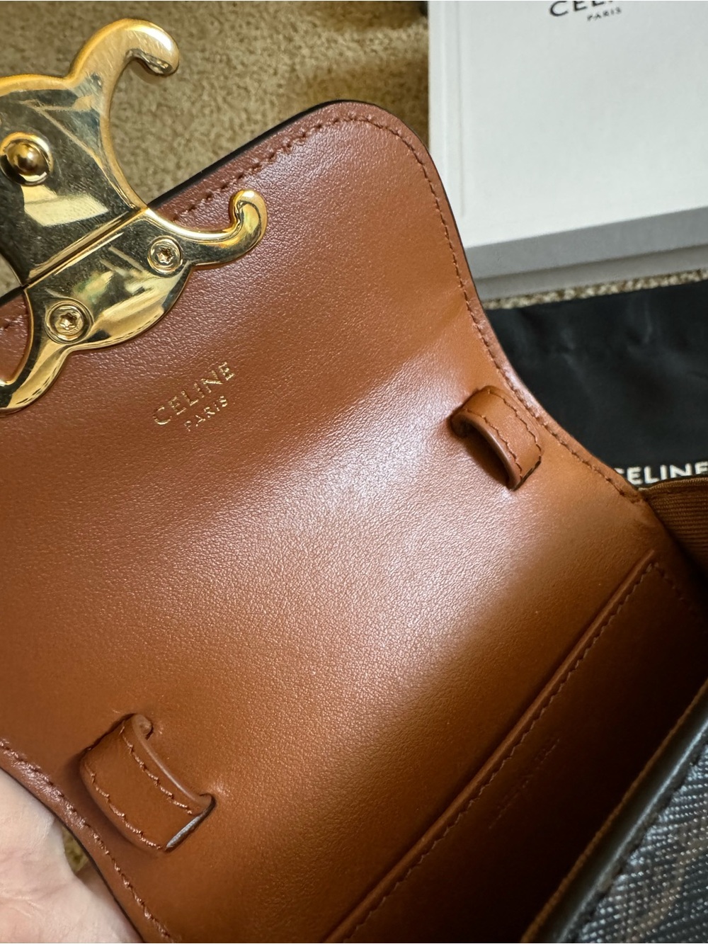 Authentic 💯 Celine Mini Triomphe Crossbody - Picture 7 of 11